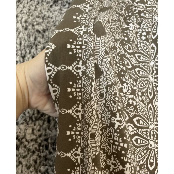 Attitudes Renee 2XP Brown White Floral Geometric Wide Leg Pants Tropical Resort - Picture 4 of 7